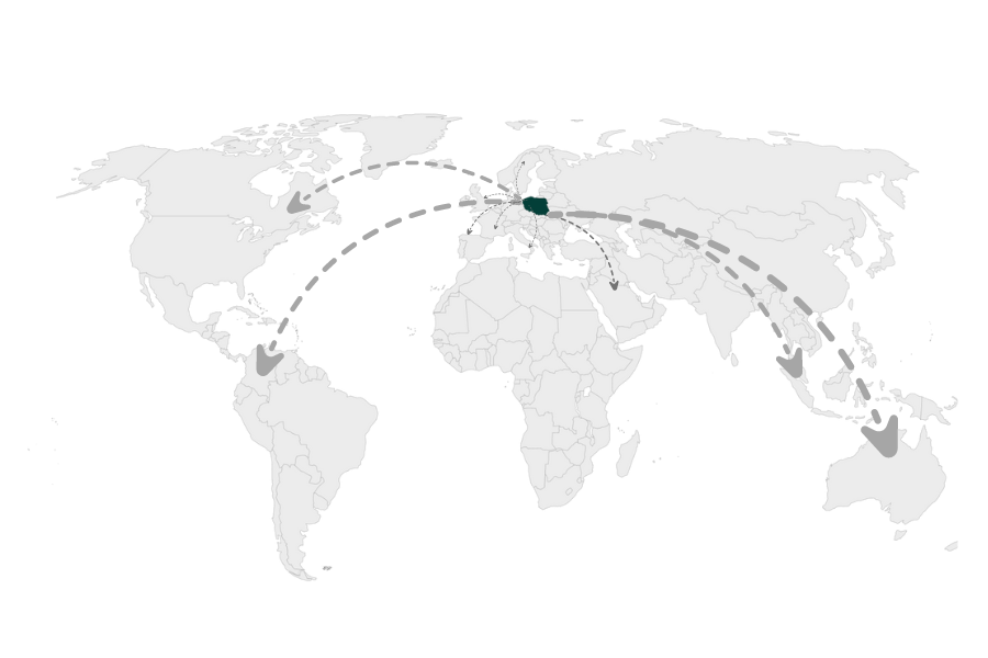 zakres działania firmy EBIS - mapa świata